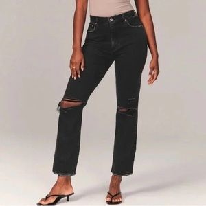 Abercrombie & Fitch Curve Love Ultra High Rise The Ankle Straight Jean
